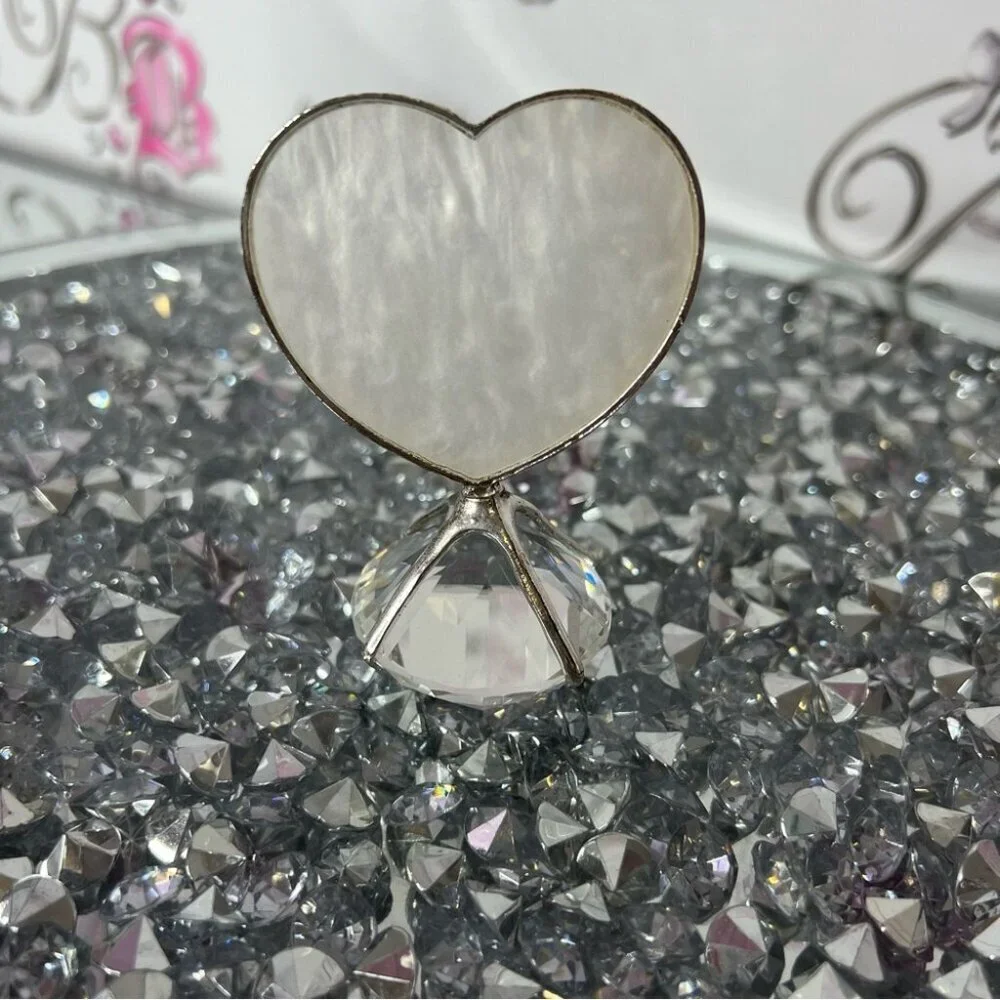 Heart-Shaped diamond White Jewelry Holder display tray silver crystal bling